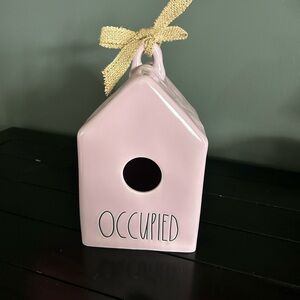 Rae Dunn Blush Birdhouse with Gold Bow